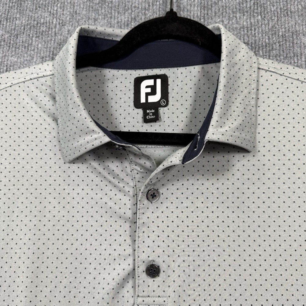 FootJoy Golf Polo Shirt Mens Large Gray Dotted Performance Stretch Golf Casual - Picture 3 of 7